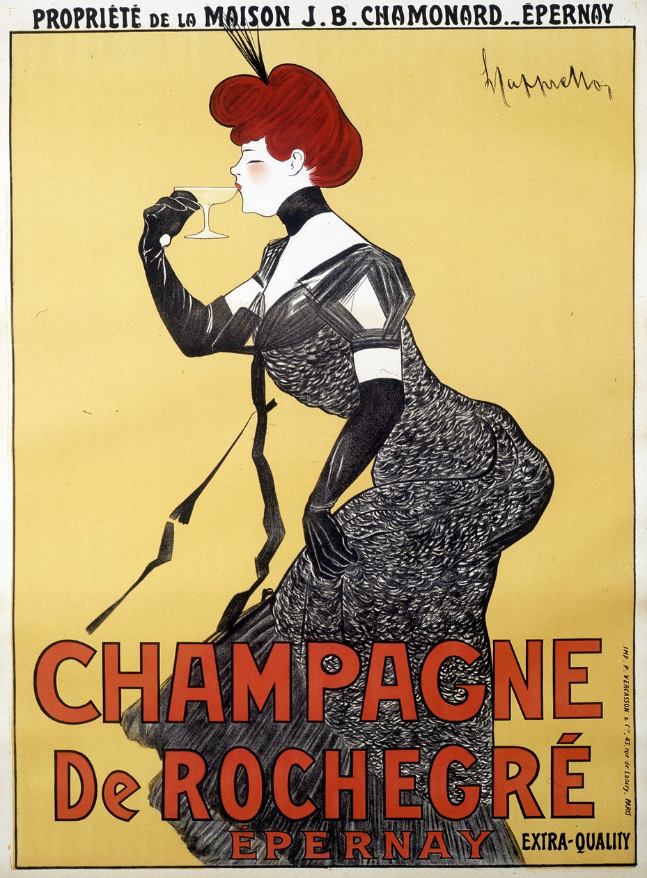 Reklameplakat for Champagne de Rochegre - av Leonetto Cappiello (1875-1942), slutten av 1800-tallet av Unknown artist