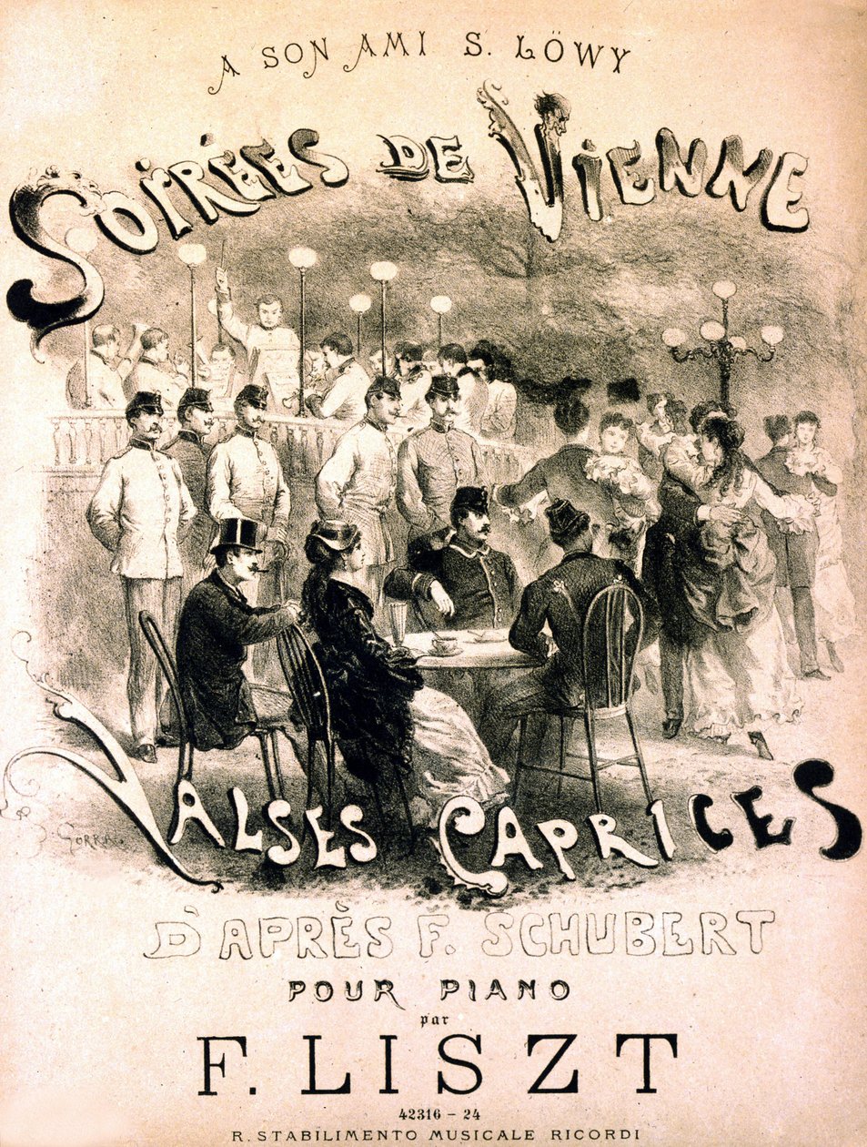 Plakat av Wien-kvelder. Valses caprices etter F. Schubert. av Unknown artist
