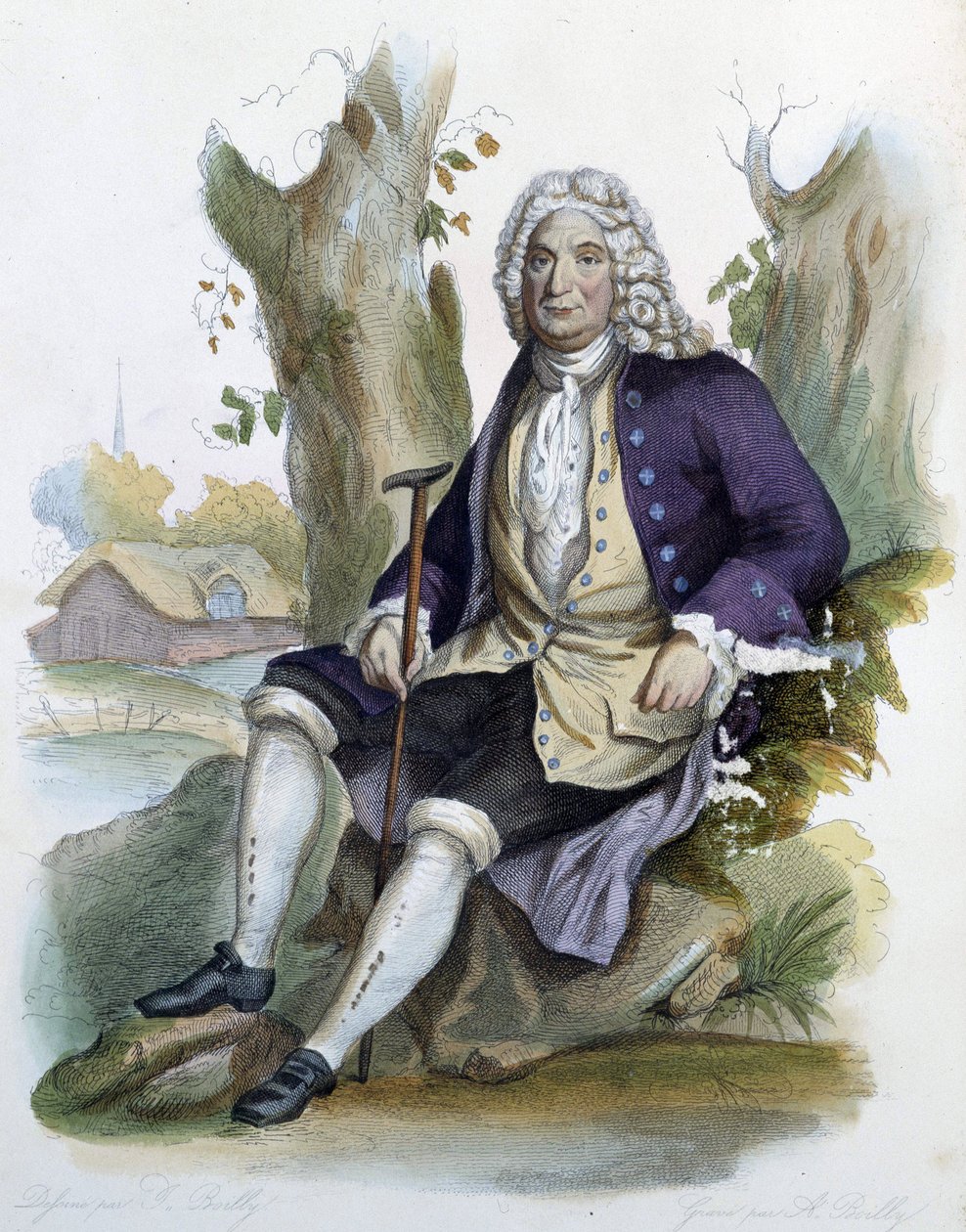 Alain Rene Lesage (Alain-Rene Le Sage) (1668-1747) - i Ed. Mennechet, "" Den franske Plutarch"" av Unknown artist