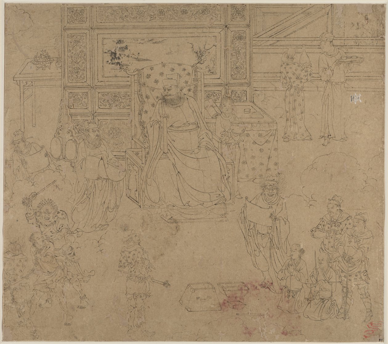 Album med daoistiske og buddhistiske temaer: Kings of Hells: Leaf 34 av Unknown artist
