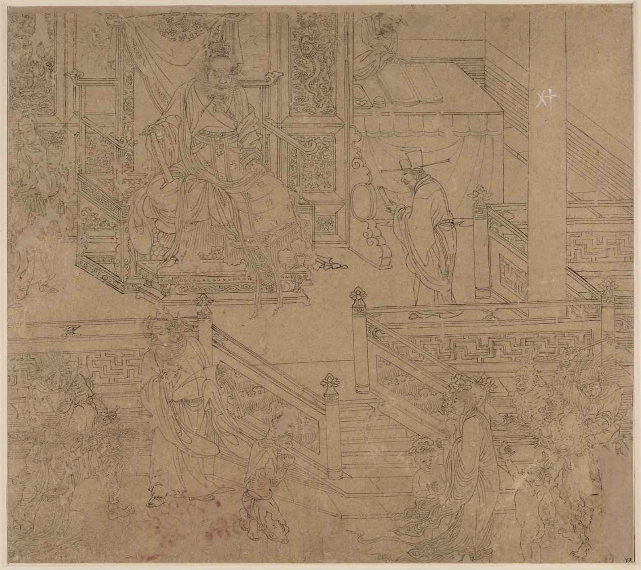 Album med daoistiske og buddhistiske temaer: Kings of Hells: Leaf 40 av Unknown artist
