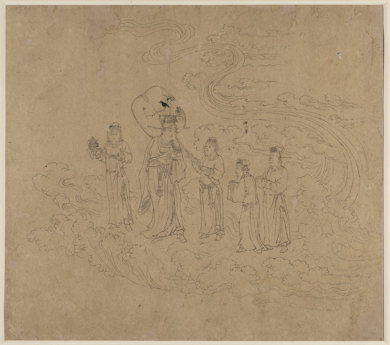 Album med daoistiske og buddhistiske temaer: Procession of Daoist Deities: Leaf 10 av Unknown artist