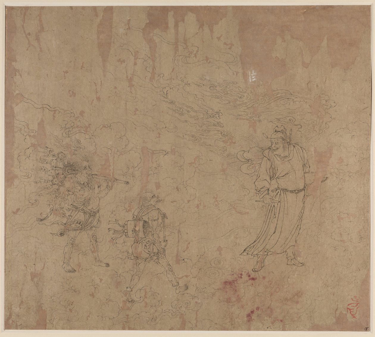 Album med daoistiske og buddhistiske temaer: Procession of Daoist Deities: Leaf 18 av Unknown artist