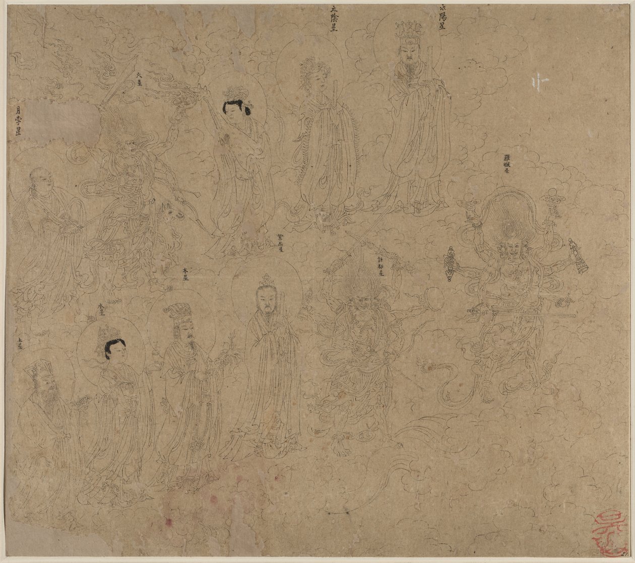 Album med daoistiske og buddhistiske temaer: Procession of Daoist Deities: Leaf 21 av Unknown artist