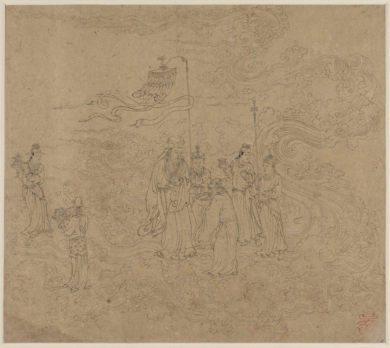Album med daoistiske og buddhistiske temaer: Procession of Daoist Deities: Leaf 7 av Unknown artist
