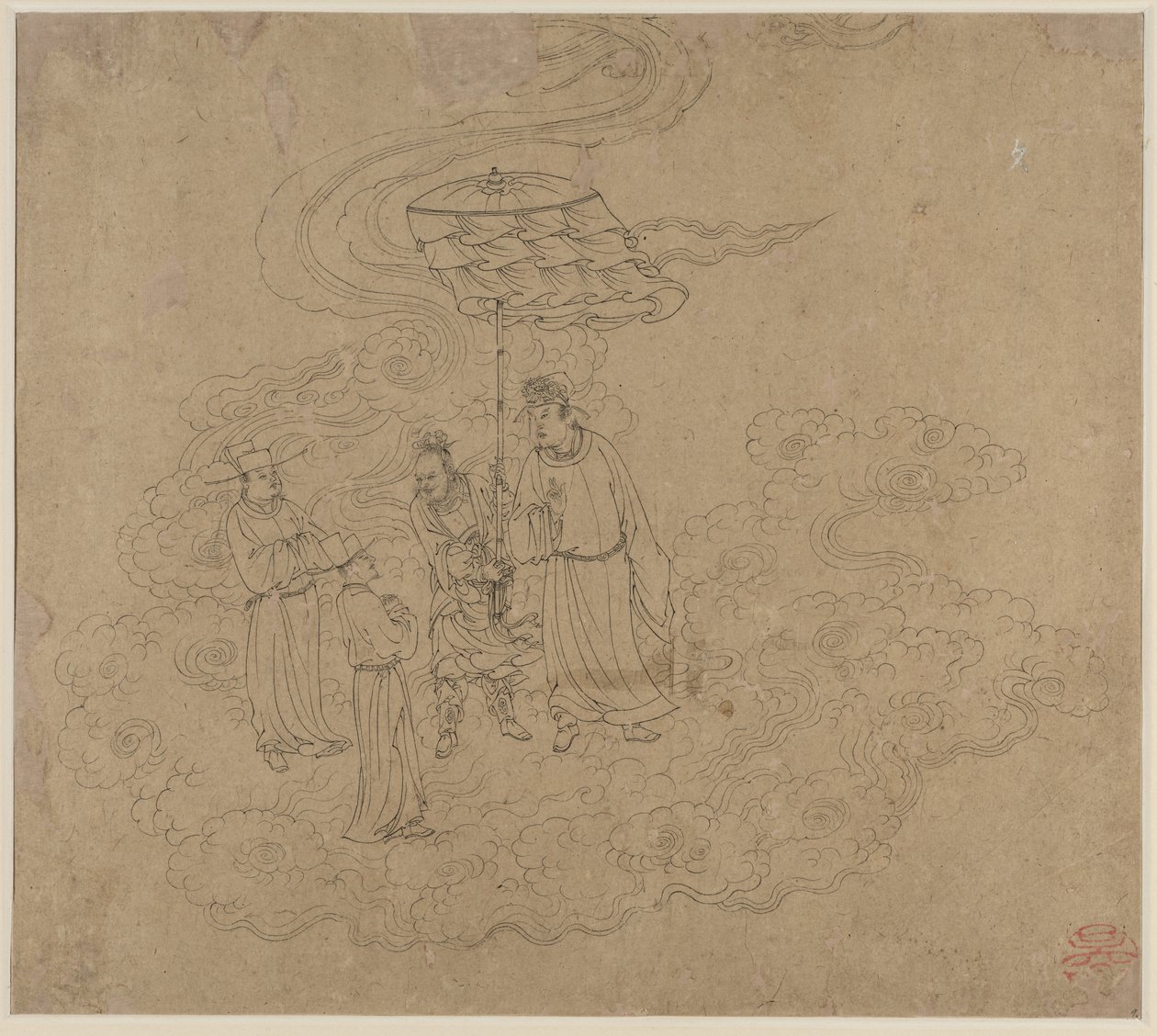 Album med daoistiske og buddhistiske temaer: Procession of Daoist Deities: Leaf 9 av Unknown artist