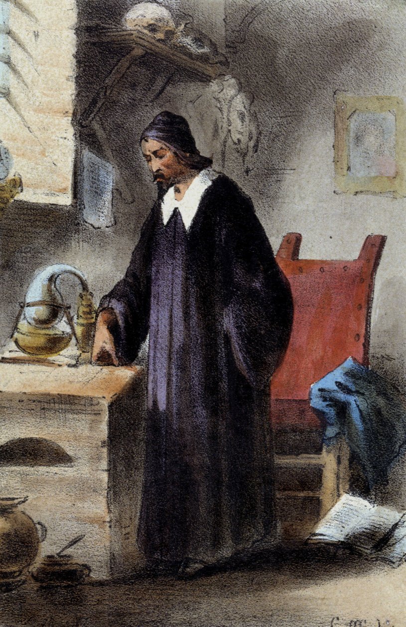 Alkymisten Nicola Barnaud, forsker av den filosofiske steinen. av Unknown artist