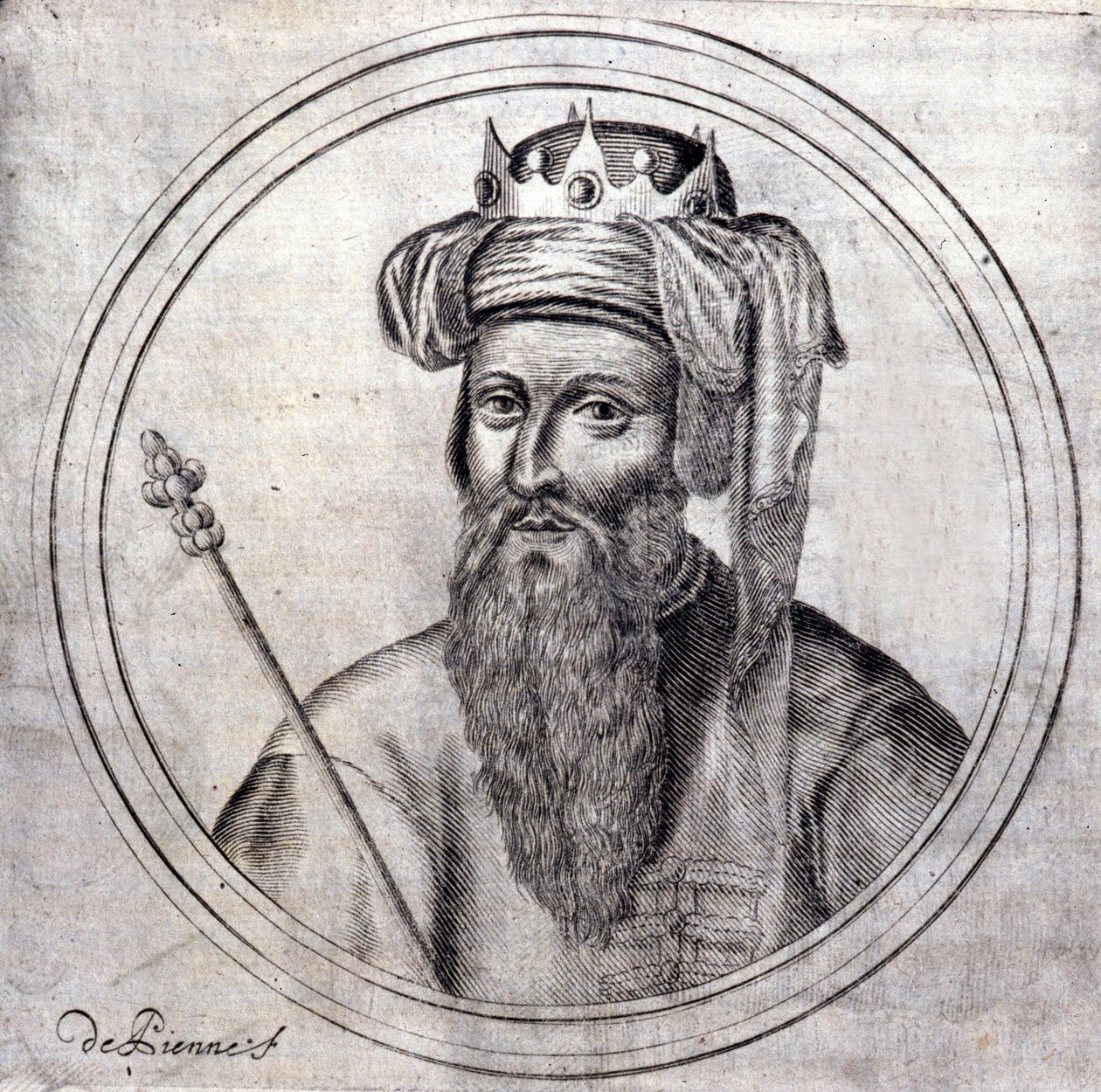 Amedee VIII (1383-1451), greve daværende hertug av Savoyen, siste motpave under navnet Felix V. Gravering i "" Genealogical History of the Royal House of Savoye" av Samuel Guichenou, Lyon 1660. av Unknown artist