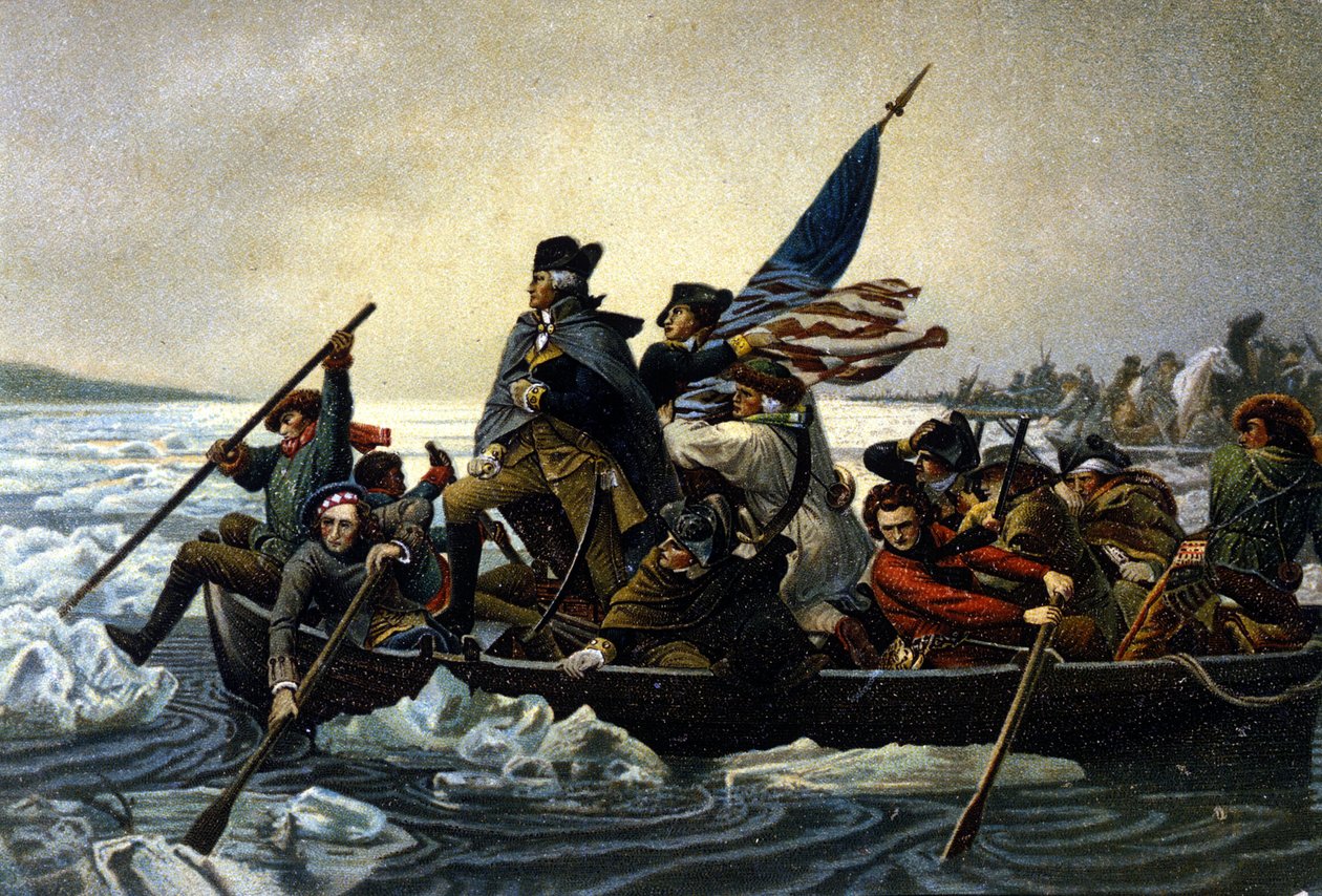 Amerikansk uavhengighetskrig. Washington krysser Delaware-elven. desember 1776. av Unknown artist