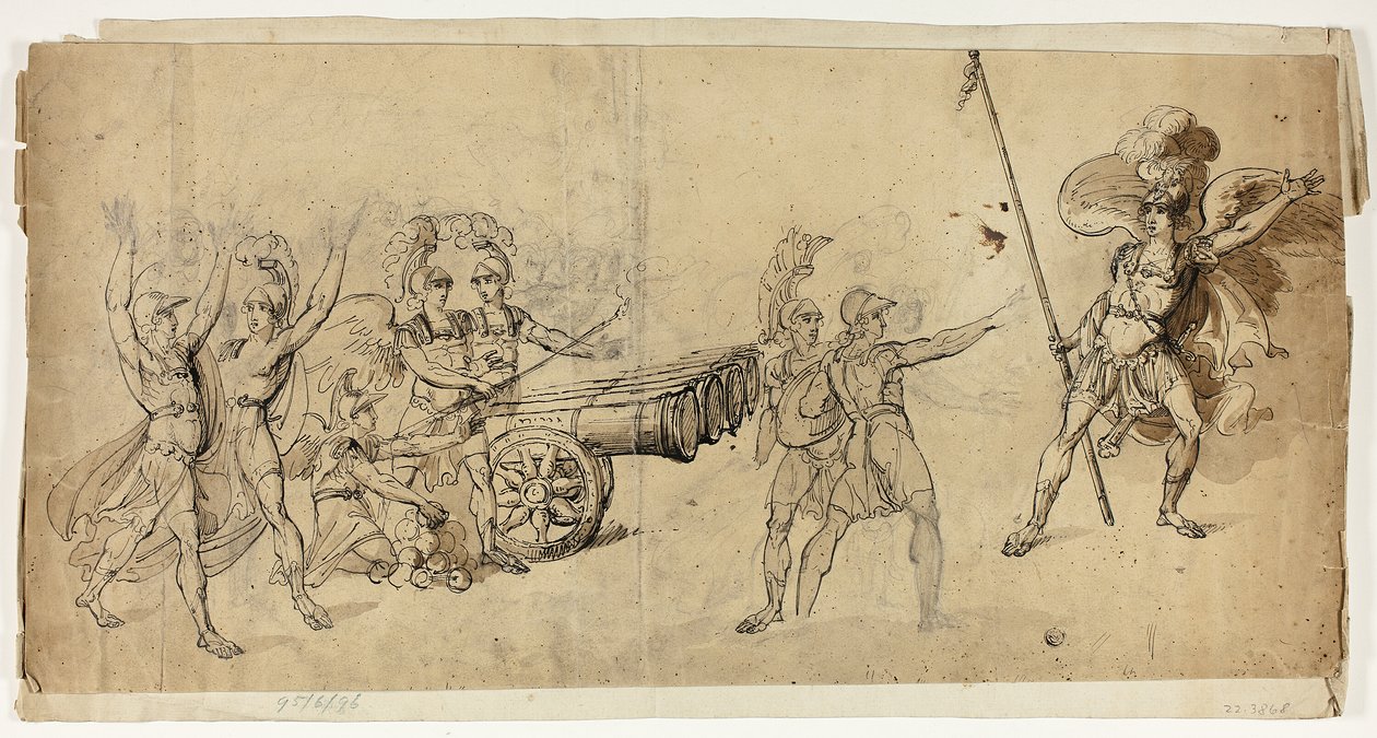 Angelic Artillery (rekto); Kampscene (verso) av Unknown artist