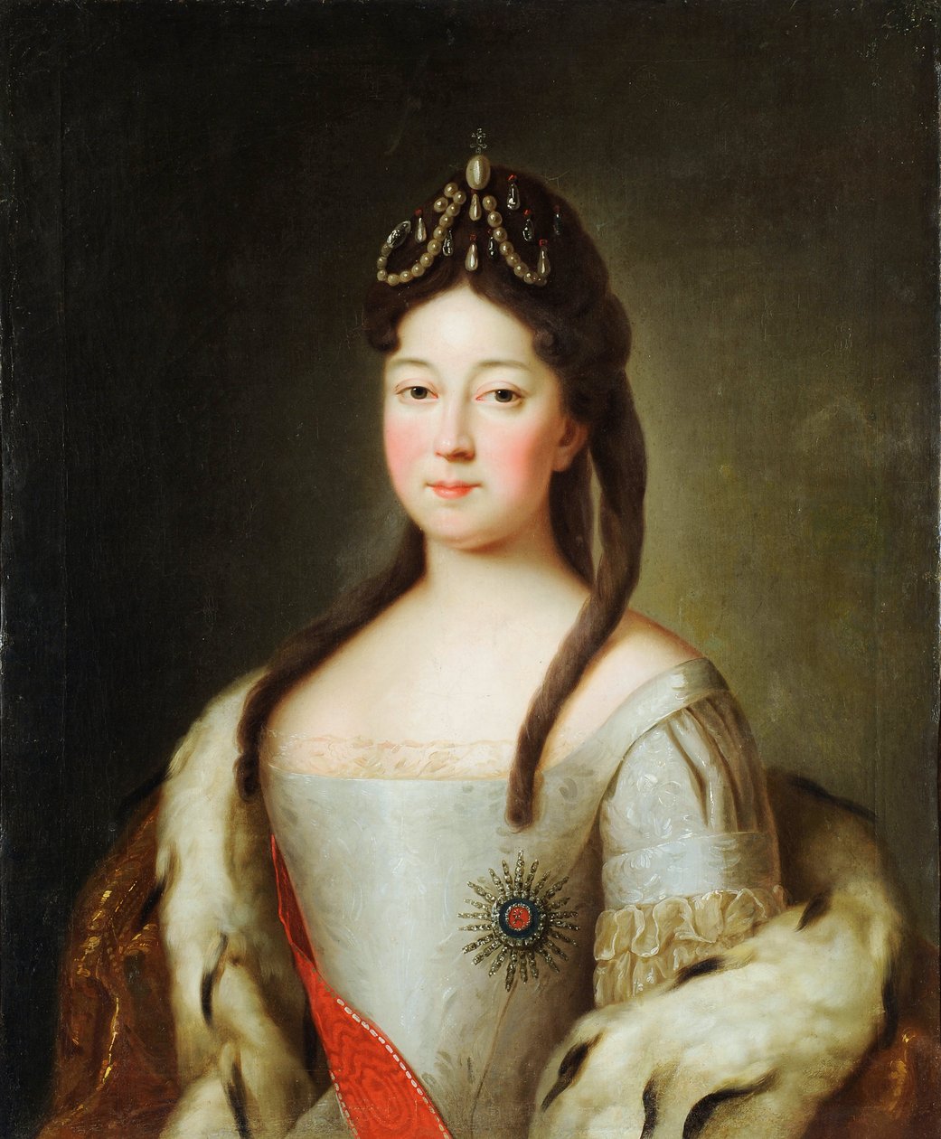 Anna Petrovna de Russie - Portrett av tsarevnaen Anna Petrovna av Russland (1708-1728), datter av keiser Peter I av Russland, Anonym. Olje på lerret, siste kvartal av 1700-tallet, Statens museum for arkitektur, historie og kunst, Vladimir av Unknown artist