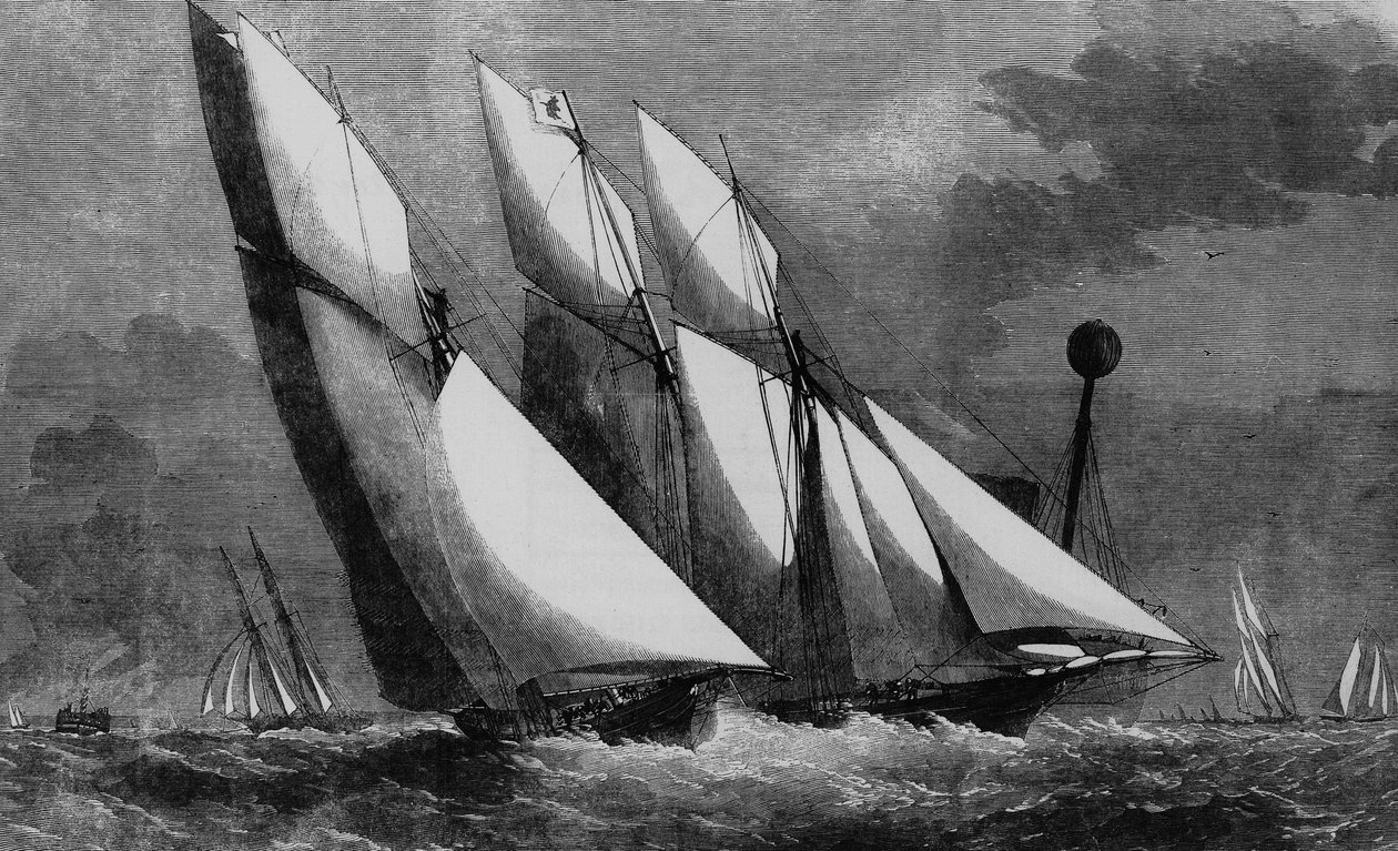 Årlig kappløp for Royal Thames Yacht Club: Galatea og Sharck i 1862, Bibl. des Arts deco. av Unknown artist