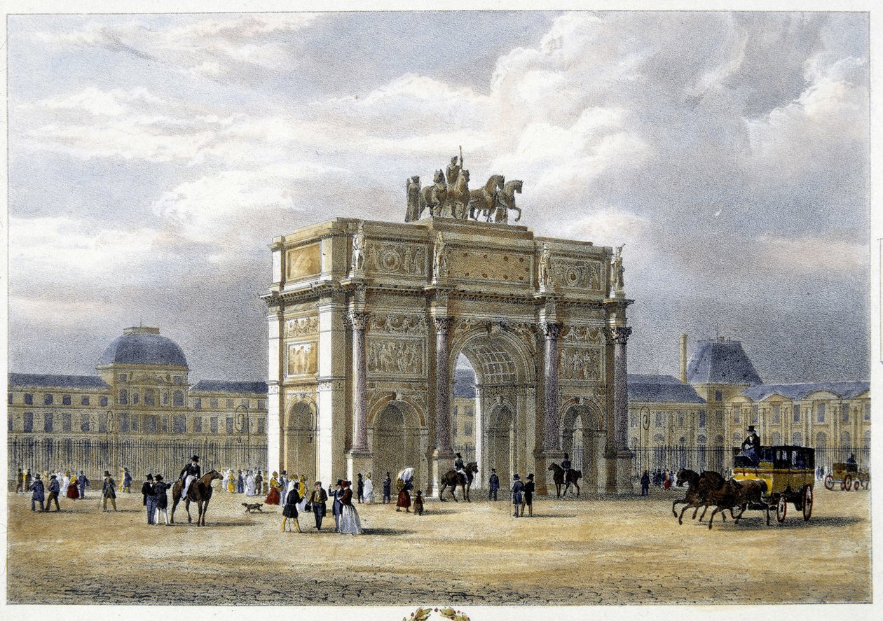 Arc de Triomphe du Carrousel - litografi, ca 1830 av Unknown artist