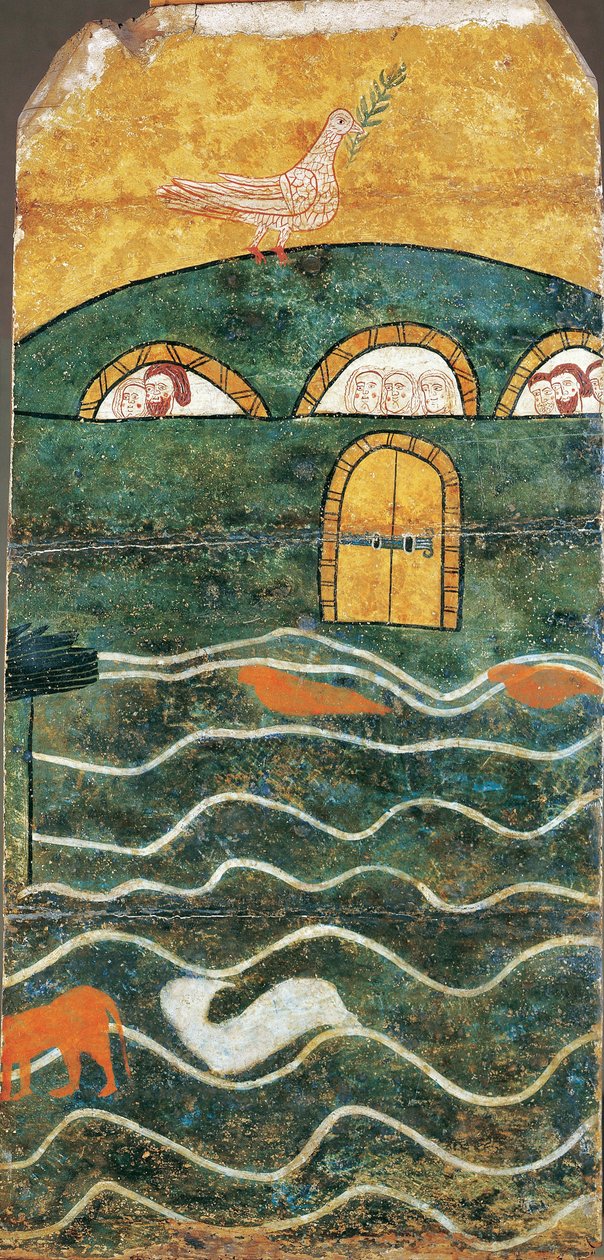 Noahs ark - Noahs ark, anonym. Tempera på panel, størrelse: 108x52, slutten av 1200-tallet, Museo de Bellas Artes de Bilbao av Unknown artist