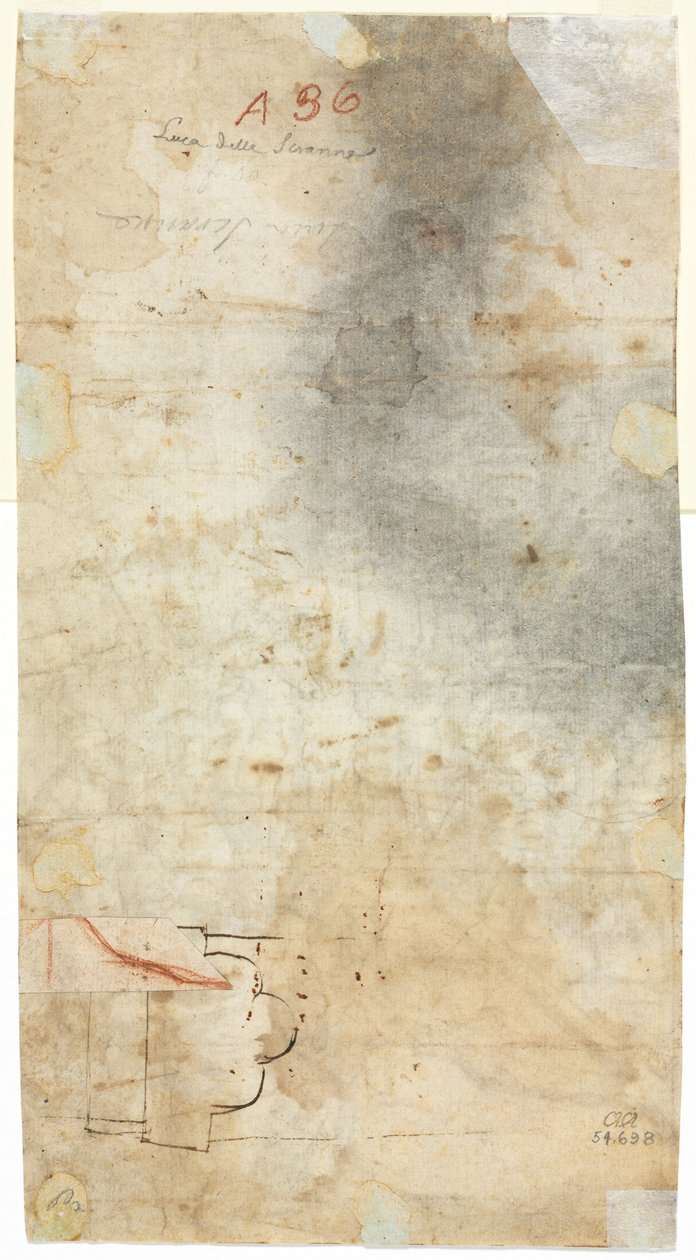 Arkitektonisk skisse (verso) av Unknown artist
