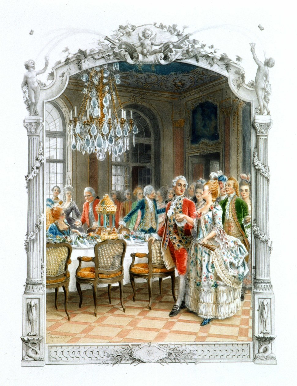 Aristokrater ved bordet på 1600-tallet - i "En kvinne av kvalitet i det siste århundre"" av Unknown artist