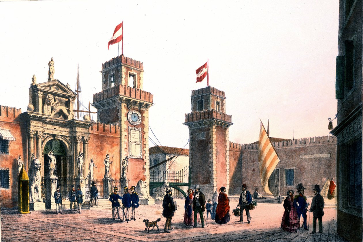 Arsenal i Venezia på 1800-tallet. av Unknown artist