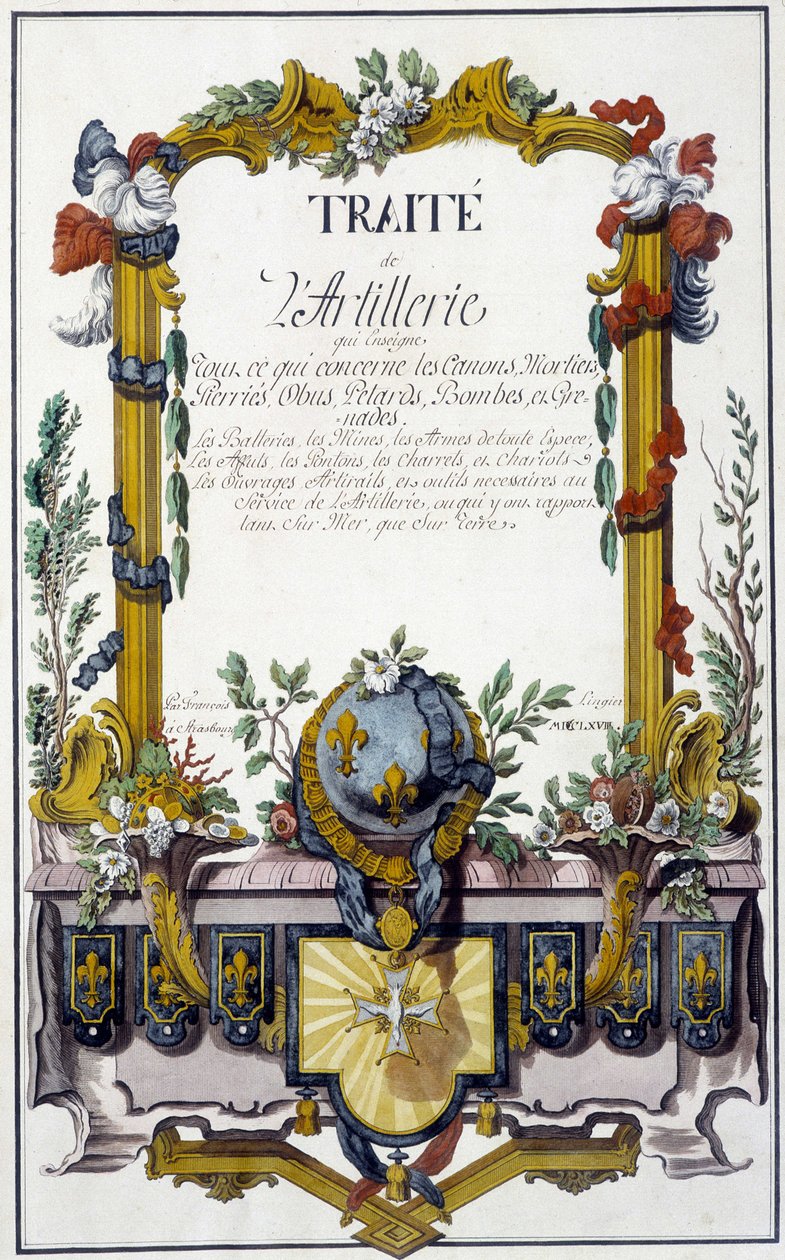 Artilleritraktaten - frontispice av "Artilleritraktaten", av François Lingier, Strasbourg av Unknown artist