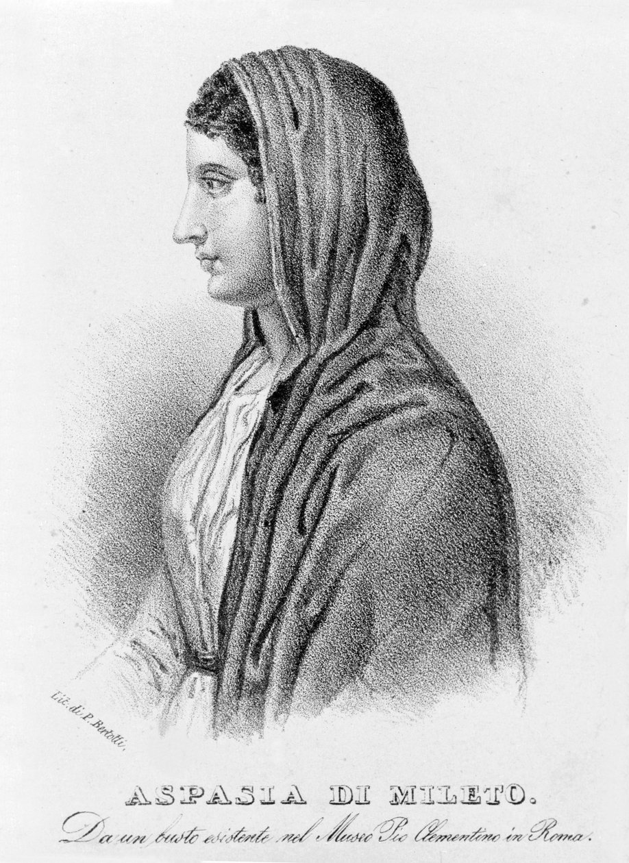 Aspasia av Miletus, elskerinnen til Perikles. Litografi av Bertotti. 1800-tallet. av Unknown artist