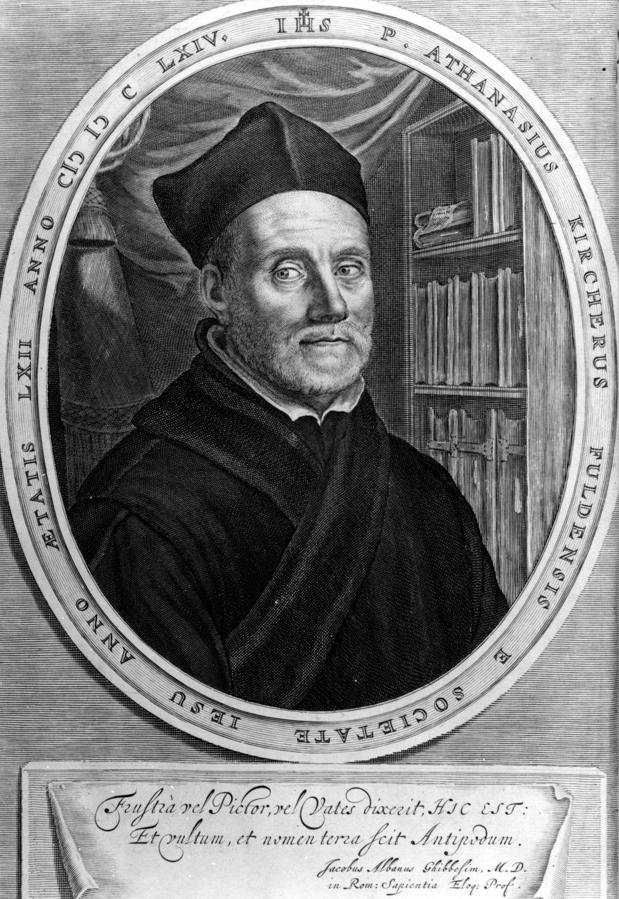 Athanasius Kircher (1601 - 1680), jesuite, orientalist og tysk lærd - Gravering sd 1700-tallet av Unknown artist