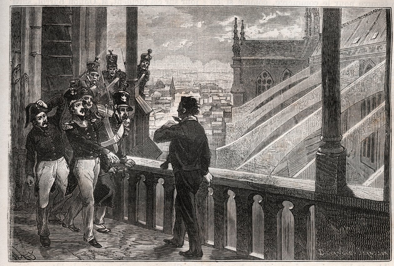 Angrep på Louis-Philippe I - Konspirasjonen til Towers of Notre-Dame (konspirasjon) 4. januar av Unknown artist