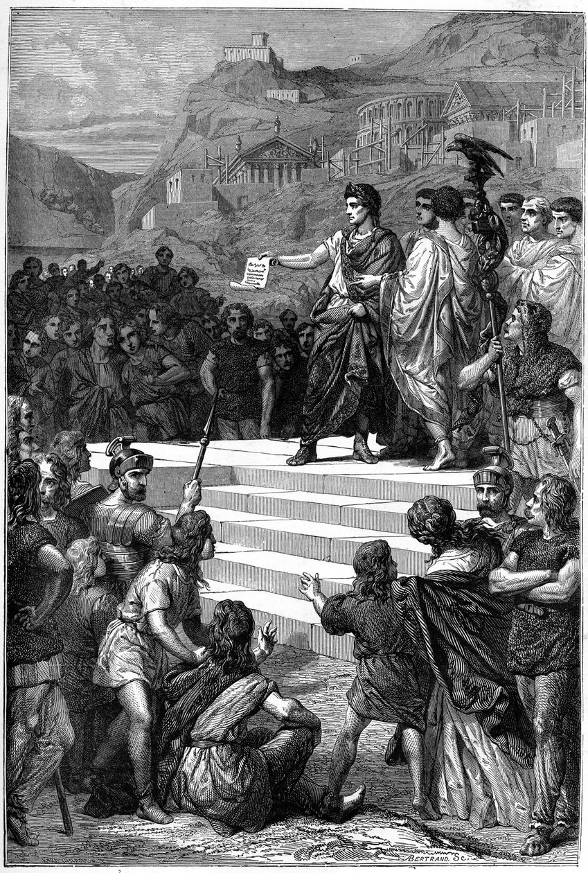 Augustus (Octavian eller Octavian) (63 f.Kr. - 14) etablerte i Lyon sentrum av regjeringen i Gallia i 28 f.Kr. av Unknown artist