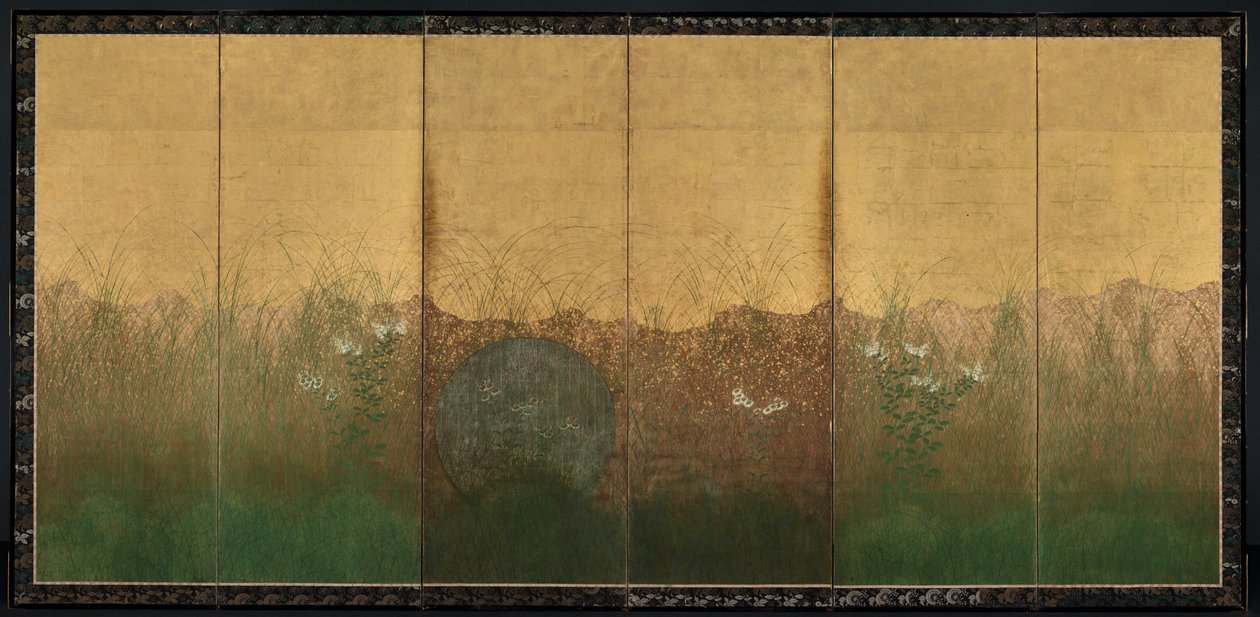 Høstkveld med fullmåne på Musashino-sletten av Unknown artist