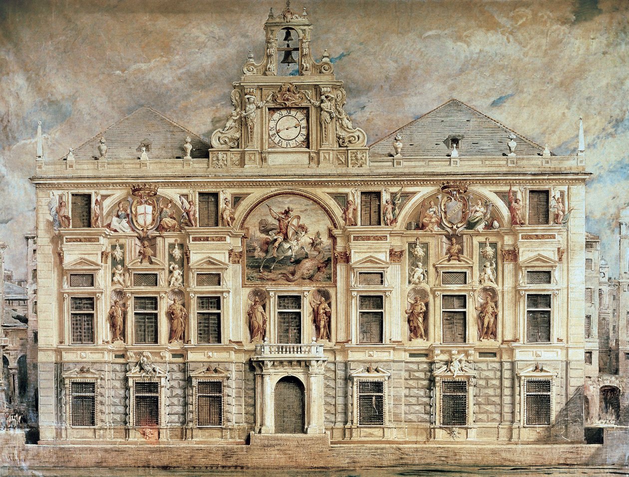 Bank of San Giorgio i Genova, Italia av Unknown artist