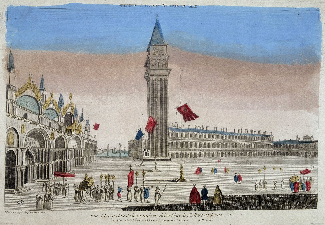 Basilikaen og Markusplassen (San Marco) i Venezia. av Unknown artist