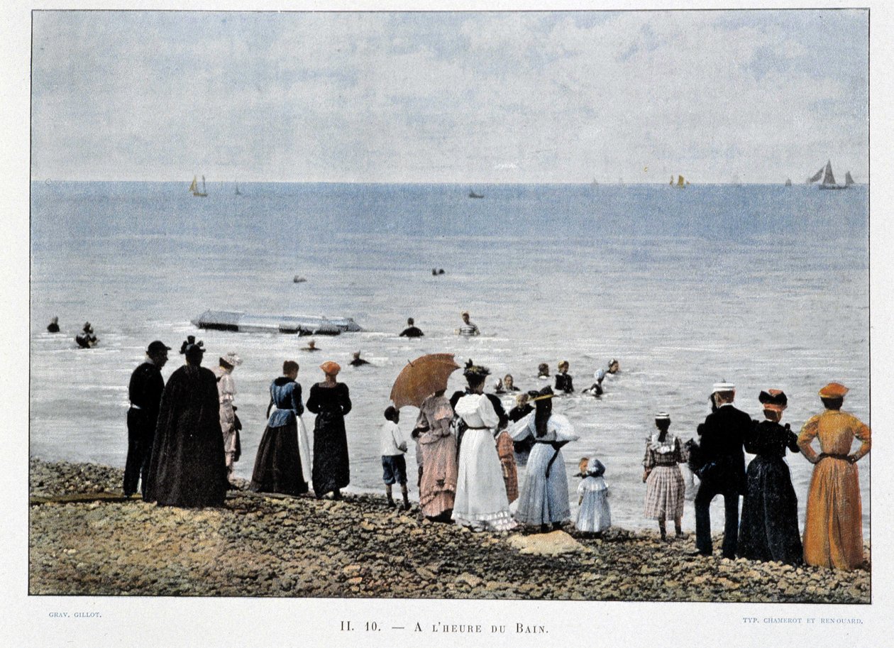 Bading på strendene i Atlanterhavet, sent på 1800-tallet av Unknown artist