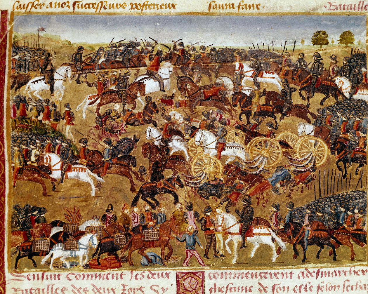 Battle Scene Miniature fra "" Book of Facts of Alexander the Great"" av Quintus Curtius Rufus (1. århundre) av Unknown artist