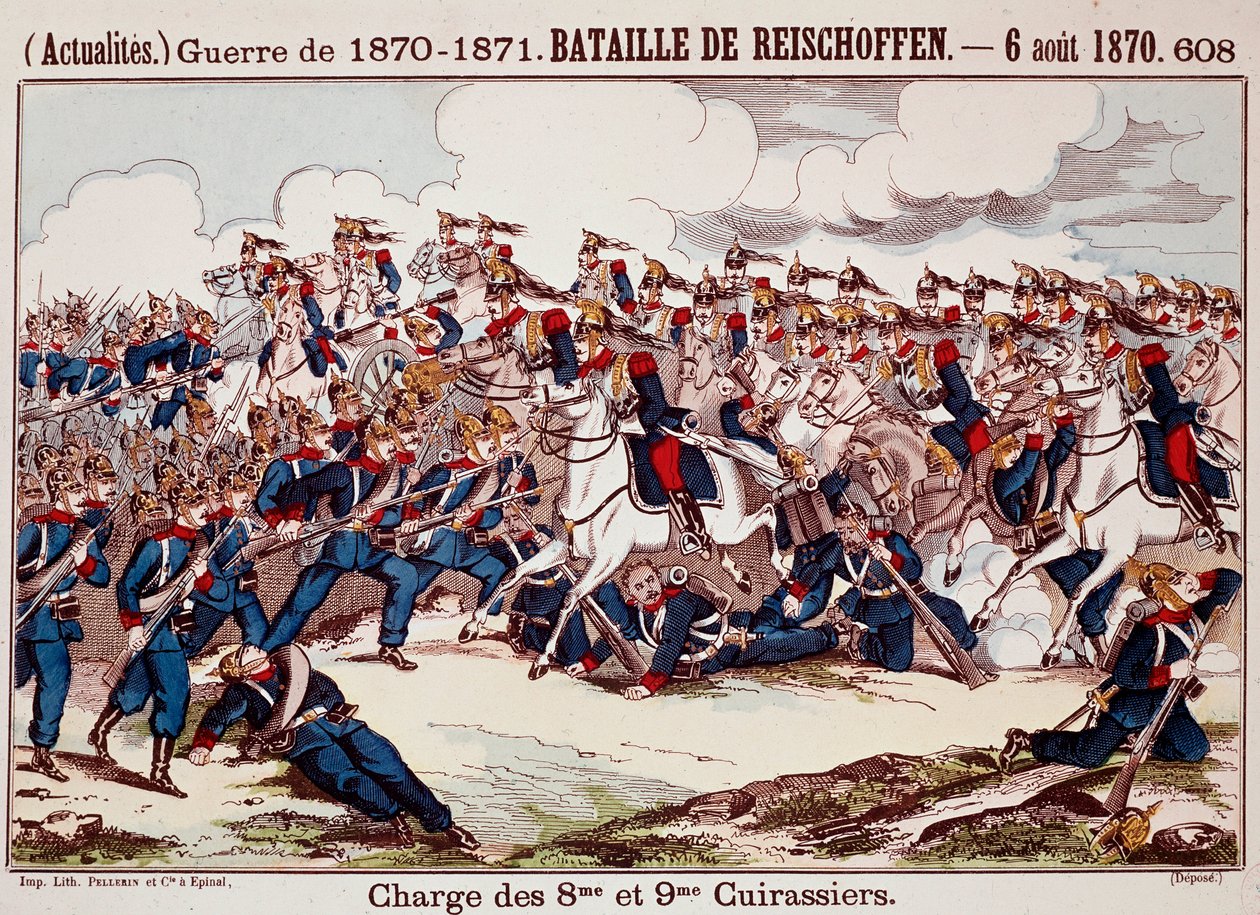 Slaget ved Worth, 6. august 1870 i åpningsfasen av den fransk-prøyssiske krigen (gravering) av Unknown artist