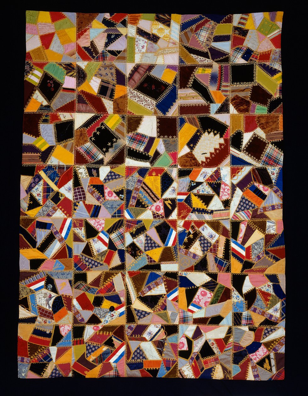 Sengeteppe (Crazy Quilt) av Unknown artist