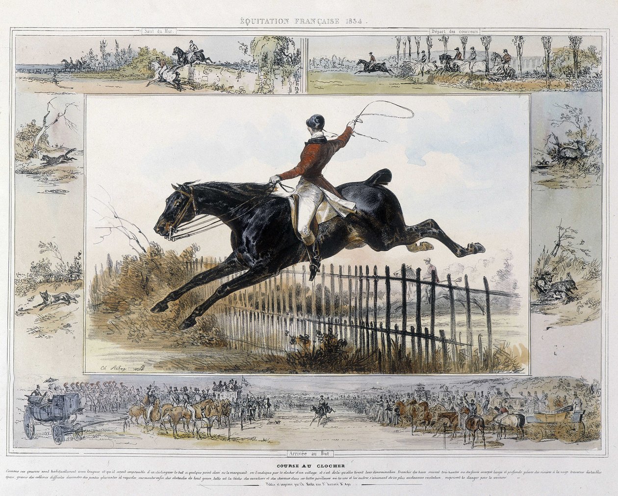 Bell Tower Race i "" Picturesque History of Ancient and Modern Riding"" av Charles Aubry av Unknown artist
