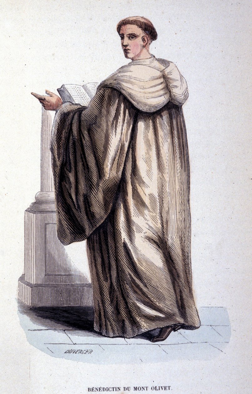 Benedictin du Mont Olivet. Gravering fra et album på religiøse ordre, Paris av Unknown artist
