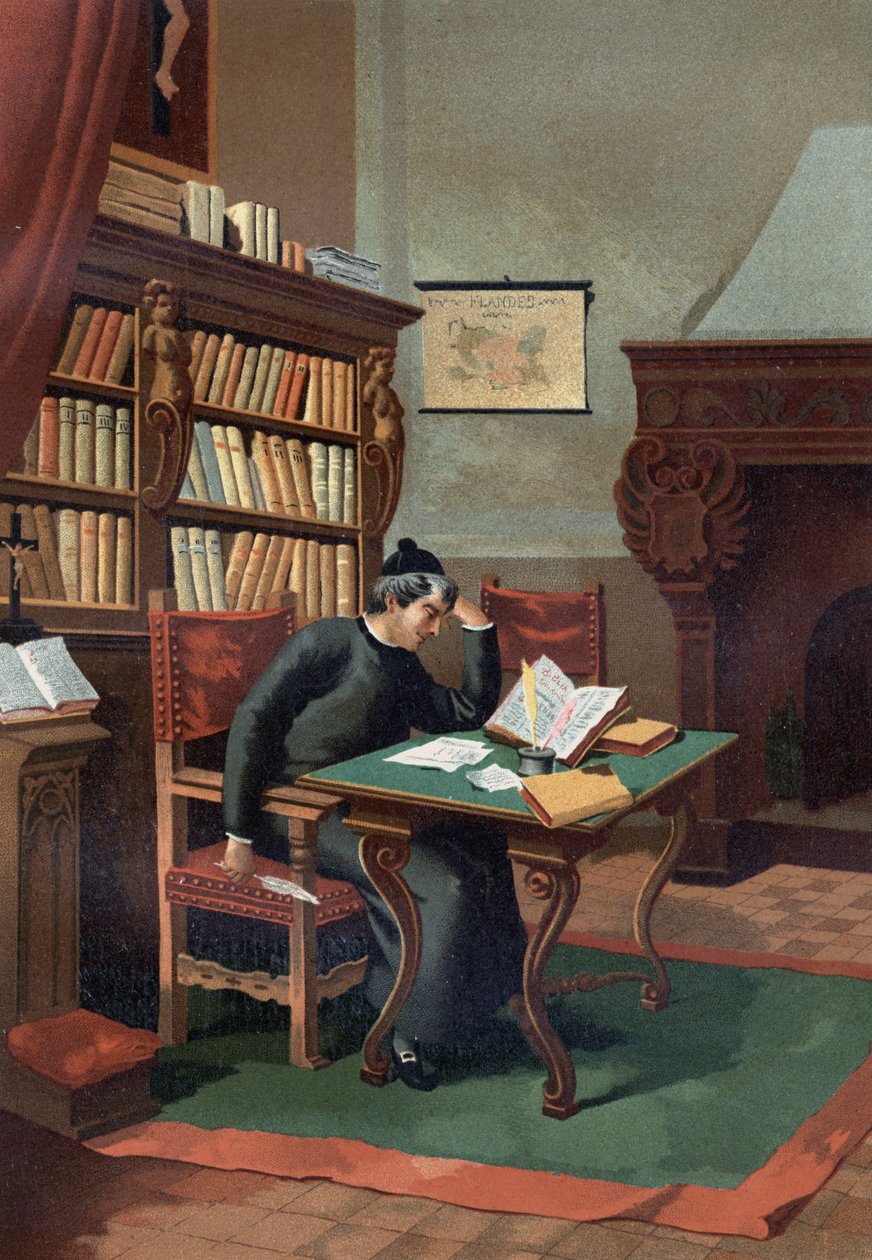 Benoit ARIAS MONTANUS (1527-1598). Famous Spanish theologian. after “La Ciencia y sus Hombres” by Louis Figuier. Barcelona 1881 av Unknown artist