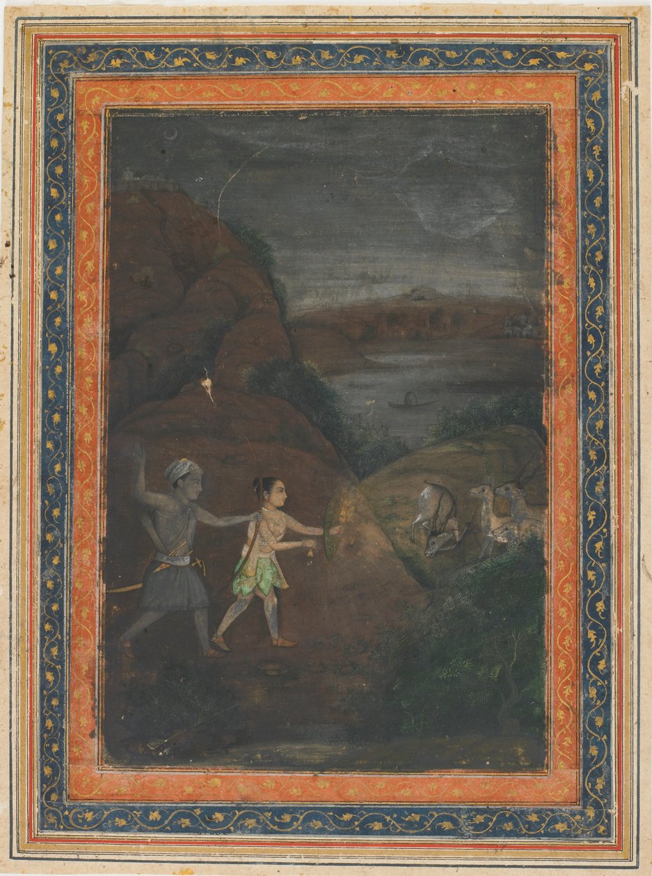 Bhils jakter hjort om natten av Unknown artist