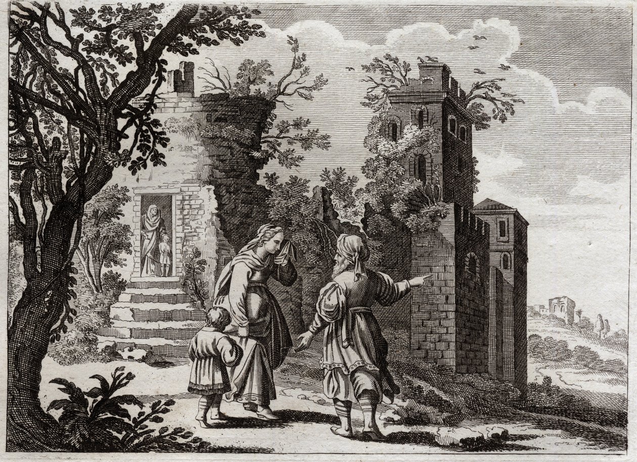 Bibelen til Royaumont, Det gamle testamente: Ismael-jakt. Da Sara så at Ismael, sønn av Agar (Hagar) behandlet lille Isak dårlig, ba hun Abraham sende henne tilbake med sønnen hennes, så Isak kunne være den eneste arvingen i henhold til Guds løfter. Jeg vi av Unknown artist