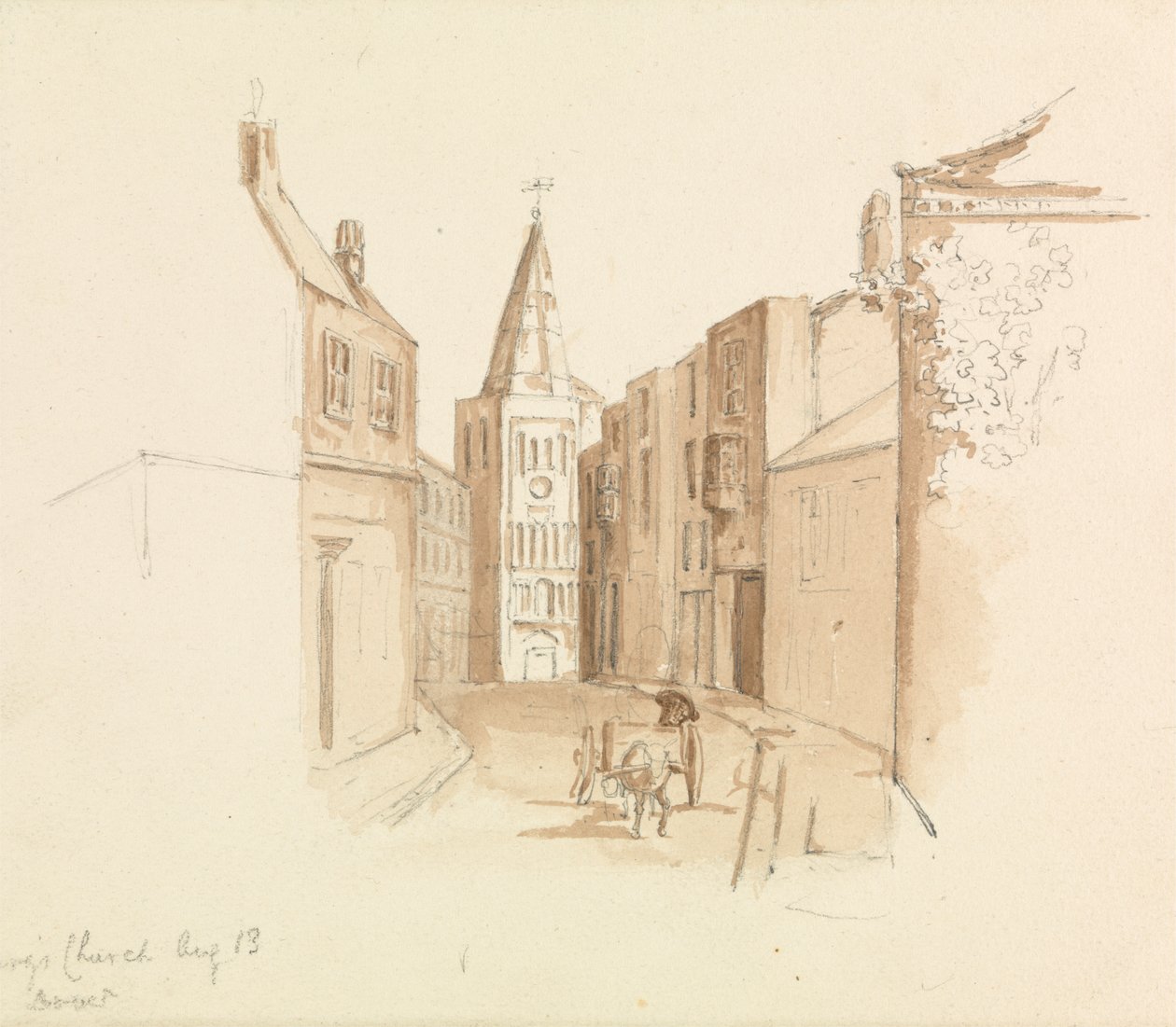 Biggin Street og St. Mary's Church, Dover av Unknown artist