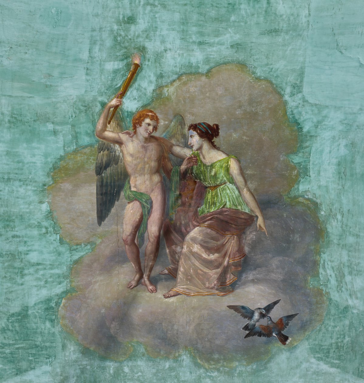 Fugler og Amor og Psyke, detalj av 3743687 (fresco) av Unknown artist