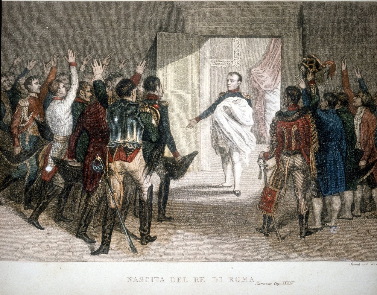 Fødsel av kongen av Roma: Napoleon II (Francis Charles Joseph Napoleon Bonaparte), sønn av keiser Napoleon I (1769-1821). 1811-1832. av Unknown artist