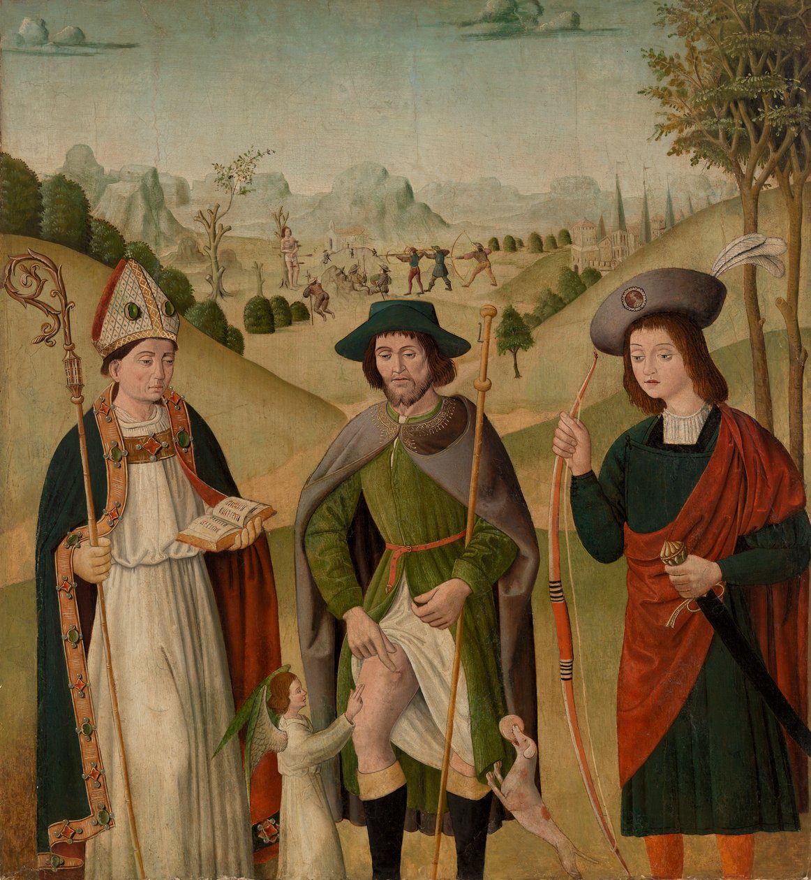 Biskop Saint, Saint Roch og Saint Sebastian av Unknown artist