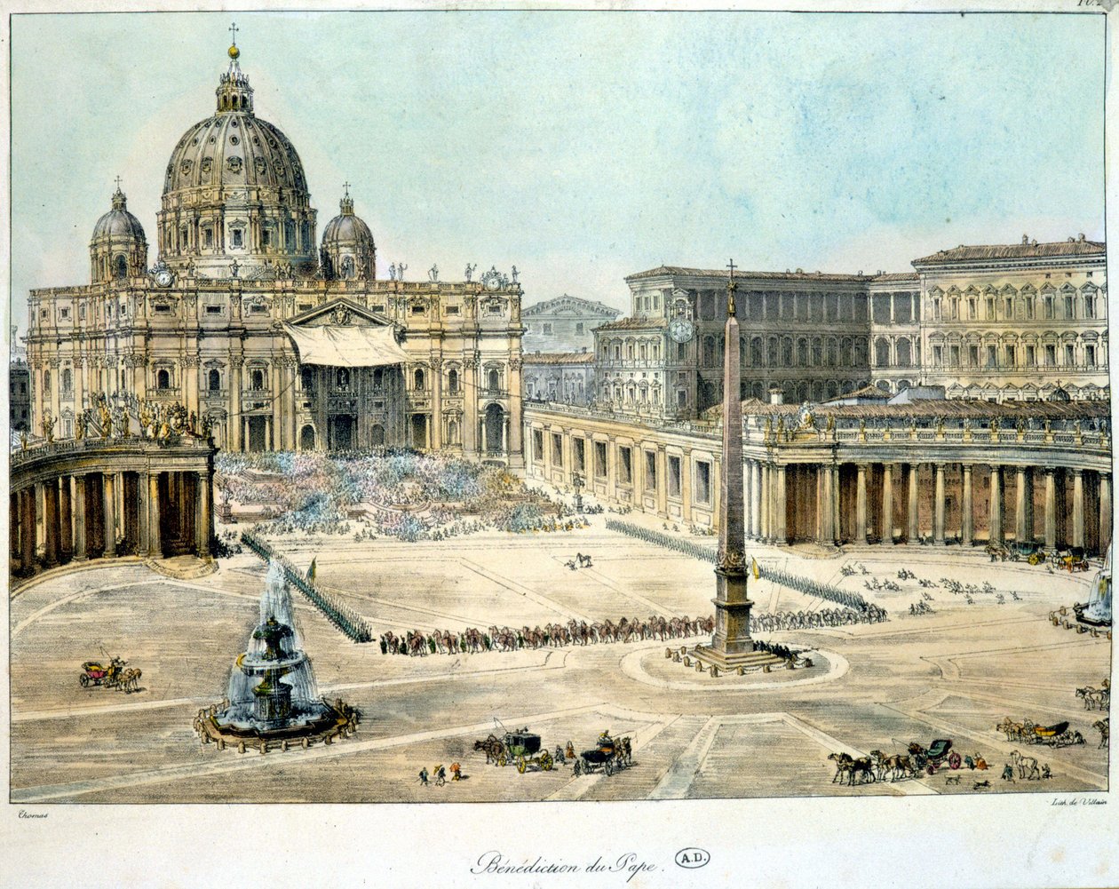 Velsignelse av paven fra St. Peter av Roma, ca. 1820. av Unknown artist
