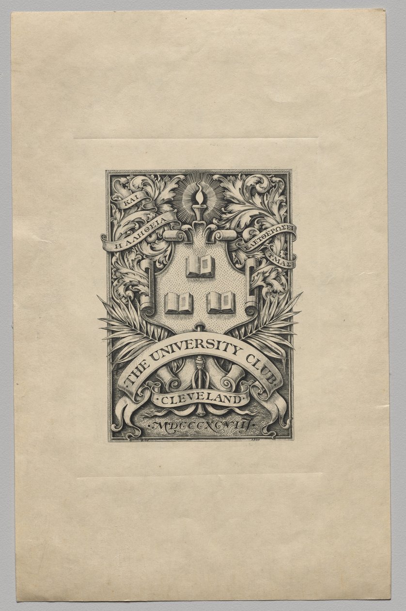 Bokskilt: The University Club, Cleveland av Unknown artist