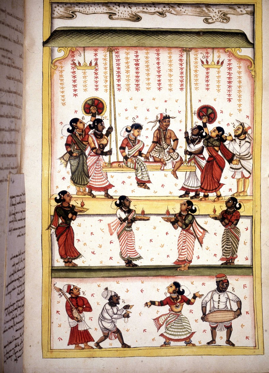 Brudefest Side fra manuskriptet (ms.8300) “History of Mogol”” (Moghul eller Moghol) av Stefano Nivibus Cardeira. 18. århundre. Bibloteca marciana, Venezia av Unknown artist