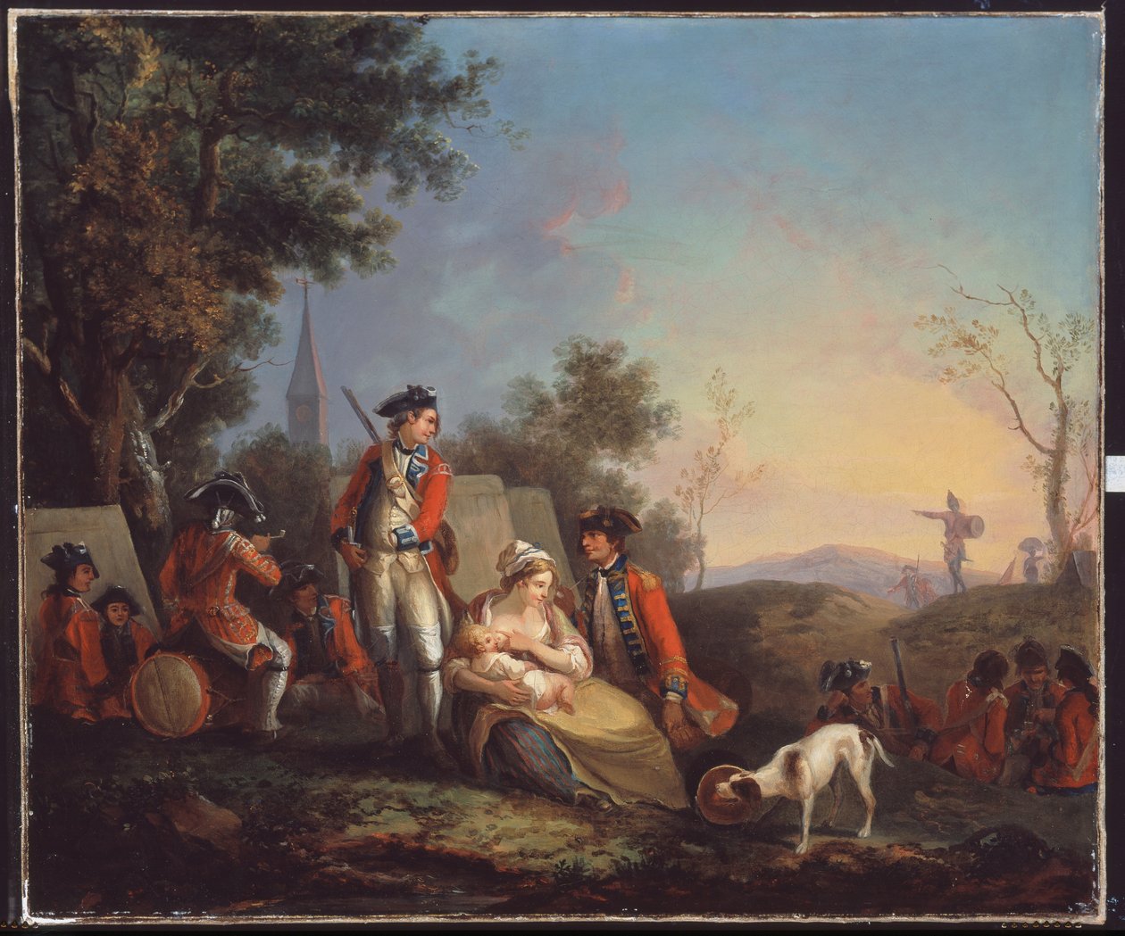 Britiske infanterister fra et kongelig regiment i en leir av Unknown artist