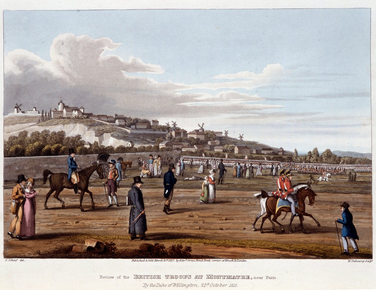 Britiske tropper ved Montmartre - i "" Historiske, militære og marine anekdoter og hendelser som ankom våpnene til Storbritannia og deres allierte og endte i Waterloo"", av Ed. Orme, syk. av Fry, Sutherland Clark, Dubourg, Heath, Atkinson, red. 1819, Londo av Unknown artist