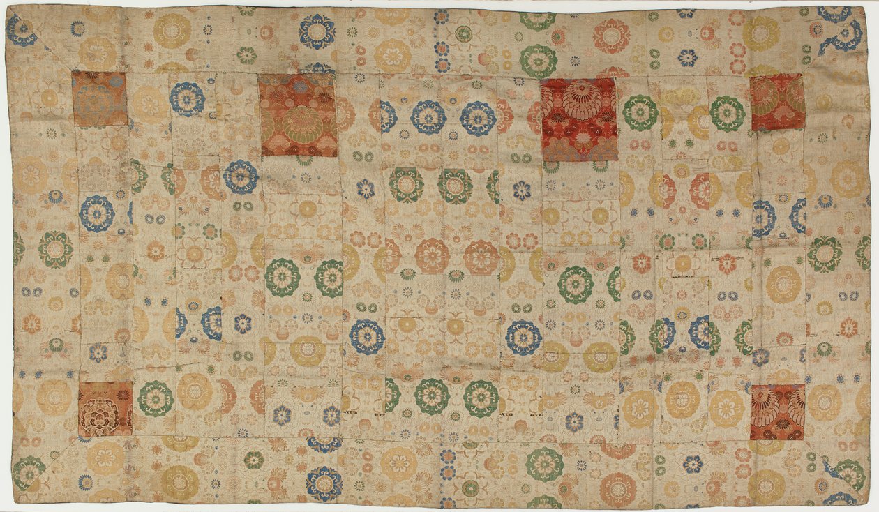 Brokade, silke. En buddhistisk munkekåpe, lappet; kesa av Unknown artist