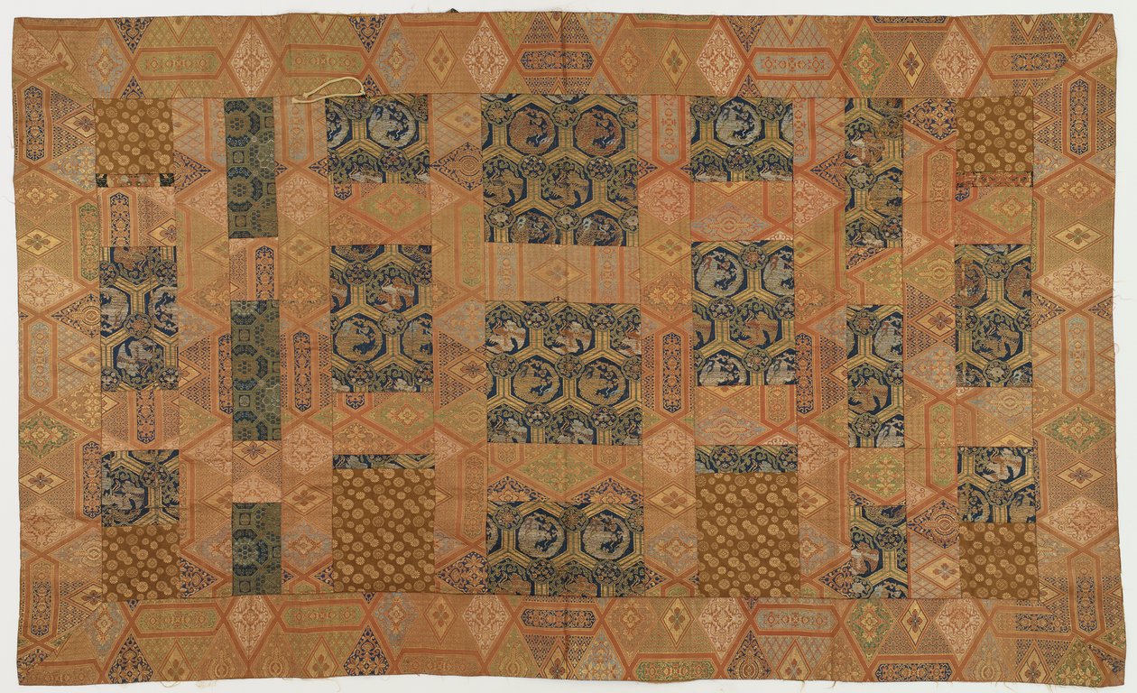 Brokade, silke En buddhistisk munkekåpe, lappet; av Unknown artist