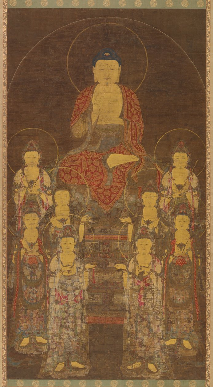Buddha Amitabha (Amita) og de åtte store bodhisattvaene av Unknown artist